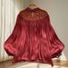 Korean-Inspired Floral Embellished Blouse – Elegant Fringe & Flowy Sleeves (S-L, Versatile For Work & Date Night)_ecoleips.com