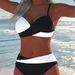 Fashionable Color Block Bikini Swimsuit 2026 Thin Strap Cross Style Wire Free Comfortable for Beach Vacation Women's Clothing_ecoleips.com