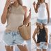 Women's Clothing Spring And Summer Casual Solid Color Hollow Sleeveless Knitted Sweater Vacation Top Women's Clothing_ecoleips.com
