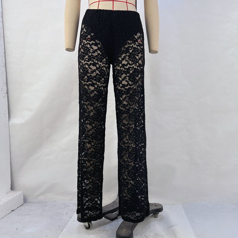Women's Clothing Women's Sexy Versatile High Waist Lace Splicing Pants Style Summer Hot Selling Long Straight Bottoms_ecoleips.com