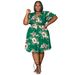 Women's Plus Size Skirt Set V Neck Short Skirt With Pockets Ruffled Sleeves Tie American Style Spring/Autumn Summer_ecoleips.com