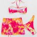Women's Sexy Floral Print Bandeau Bikini Swimwear Set Adjustable Ties Removable Padding Beach Pool Clothing_ecoleips.com
