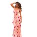 Sexy Backless Floral Print Maxi Dress Pink Style Casual Comfortable Vacation Suspender Dress For Women_ecoleips.com