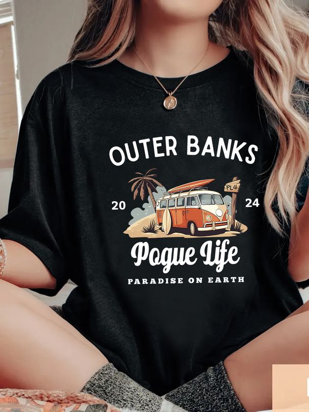 Women's Casual Round Neck Short Sleeve T-Shirt Multi-Color Solid Loose Print American Style Sports Top_ecoleips.com