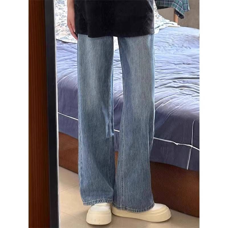 Retro Blue High-waisted Loose Wide-leg Jeans For Women In Large Size Summer, Guangzhou Xintang Casual Slimming Straight-leg Jeans_ecoleips.com