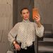 Women's French Polka Dot Long Sleeve Blouse Casual Loose Fit Tie Waist Top For Spring Style_ecoleips.com