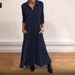 Autumn/Winter New V-Neck Long-Sleeve Dress For Women Long-sleeved Shirt Dress Is Versatile And Suitable For Various Occasions_ecoleips.com