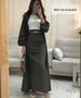 Muslim Knitwear"Modest Two-Piece Set – V-Neck Long Sleeve Top With Flowy Midi Skirt (XS-XXXL)"_ecoleips.com