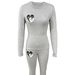 Women's Clothing Love Print Suit Long Sleeved Round Neck T Shirt Trousers Suit_ecoleips.com