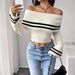 Women's Off Shoulder Cropped Knit Sweater With Bell Sleeves - Sexy Streetwear Top For Summer - White Fashion Trends_ecoleips.com