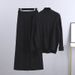 2025 Autumn Winter New High-End Half Turtleneck Sweater Wide-Leg Pants Women European Fashion Age-Reducing Knitted_ecoleips.com