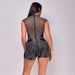 Women's Clothing Hot Diamond Perspective Stitching Sleeveless Elastic Slim Fit Jumpsuit Shorts_ecoleips.com