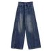 "Women's Vintage Wide-Leg Jeans – 90s Retro High-Waisted Distressed Denim With Raw Hem, Oversized Streetwear Fit, Unisex Aesthetic"_ecoleips.com