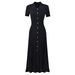 Women's Polo Collar Knitted Maxi Skirt Slim Fit Waist Cinching Midi Dress Casual Spring Autumn Wear_ecoleips.com
