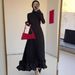 Modest Abaya Dress Maxi Skirt Ruffle Fitted Evening Gown Soft Bubble Mesh Tulle Dress For Spring_ecoleips.com