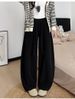 Black Thickened Velvet Scimitar Pants Women's 2025 New Winter Drape Lazy Corduroy Wide-leg Pants_ecoleips.com