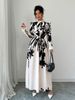 Women's New Hot Sale Fashion Slim Long Skirt Printed Waist Long Sleeve Dress_ecoleips.com