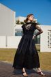 Long Sleeved Lace Half High Collar Splicing Dress Sweet Temperament Elegant Long Evening Dress Skirt_ecoleips.com