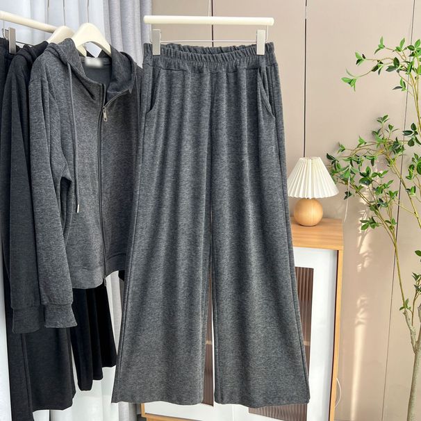 Plus Size Women's 2-Piece Hoodie & Pants Set | Double-Zip Casual Lounge Wear | Soft Cotton Comfort For Sizes 1XL–4XL (Up To 200 Lbs)_ecoleips.com