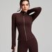 Women's Clothing Slim Fit Yoga Top Long Sleeve Stand Collar Finger Cots Sophisticated Feel Polyester Sports Sweatshirt_ecoleips.com