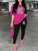 Women's Casual, Fashionable, Cute Cartoon Bear Pattern Printed Loose T-shirt+cropped Pants Two-piece Home Sportswear Daily Outfit-217_ecoleips.com