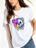 Women Crew Neck Short Sleeve T Shirt Drip Split Bear Graphic Tee Harajuku Punk Grunge Y2K Loose Casual Streetwear Summer Tops_ecoleips.com