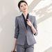 Women's Professional Gray Suit Single Button Blazer Skirt Set Elegant Casual Workwear For Job Interview Spring Season_ecoleips.com