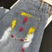 Women's Clothing Heavy Beaded Painted Worn Fashionable All Match Straight Wide Leg Pants_ecoleips.com