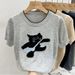 Women's Clothing Round Neck Short Sleeved Knitted Sweater For Women Spring New Women's Clothing Loose And Slim Cartoon Niche Half Sleeved Top Trend_ecoleips.com