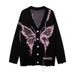 Aria Basics Aria Basics European American Trendy Brand Dark Style Butterfly Jacquard Knitted Cardigan For Women, New Autumn And Winter V-neck_ecoleips.com