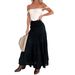 Patchwork Bohemian Style Long Skirt For Women High Waisted Casual Drawstring A-Line European American Style Summer Skirt_ecoleips.com