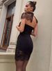 Blifanbo Lace Backless Sexy Mini Dress Women Gown See Through Turtleneck Bodycon Sleeveless Club Party Dresses Female Elegant_ecoleips.com