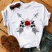 New Women's Short-sleeve Clothing With Rose Petal And Musical Note Design T-shirt_ecoleips.com