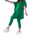 Women's Solid Color Round Neck Large Size Short-sleeved Slit Sweater Casual Suit_ecoleips.com