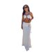 White Halter Neck Bikini Three Piece Set European American Style Sexy Swimsuit Long Dress Two Piece Solid Color Women's Clothing_ecoleips.com