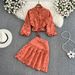 Premium Selection Of Vintage Inspired V Neck Hollowed Out Embroidered Lantern Sleeve Short Shirts For Women, Two Piece Set With High Waist And Slimming A Line Silhouette._ecoleips.com