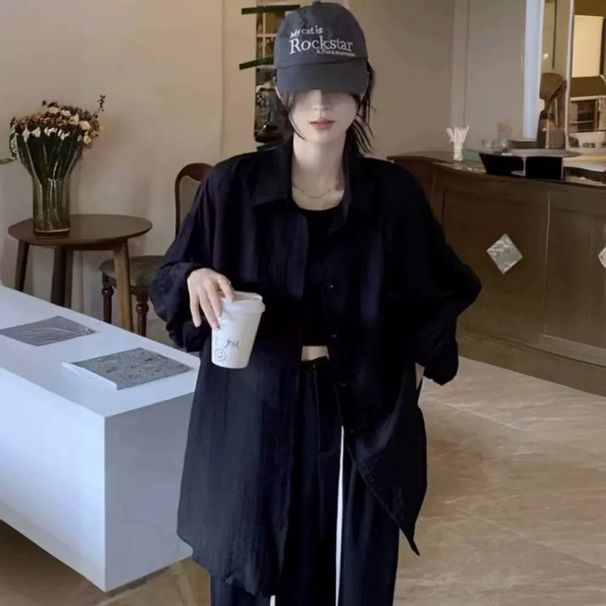 French-Style White Sun-Protective Shirt Jacket For Women, Lightweight Summer Loose-Fitting Casual Look With Cardigan-Sty_ecoleips.com