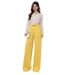 Elegant High-Waisted Wide-Leg Pants For Women - Stretch Polyester Trousers With Metallic Accents, Office & Casual Wear_ecoleips.com