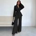 2025 European American Cross-border Women's Fashion Elegant Wide-leg Pants And Blazer Top Two-piece Set For Women_ecoleips.com