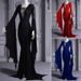 Women's Clothing New Halloween Sexy Strappy Hip Wrapped Gothic Style Women's Trumpet Sleeve Lace Up V Neck Dress_ecoleips.com