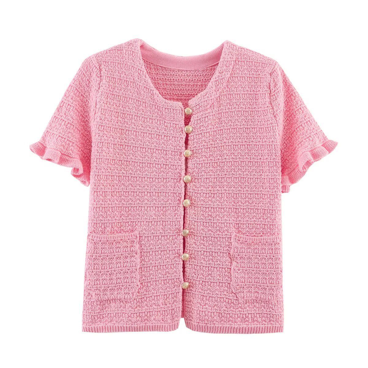 Women's Summer Knit Top & Pleated Skirt Set – Stretchy, Trendy, Street Style Outfit (Pink/Beige, S/M/L)_ecoleips.com