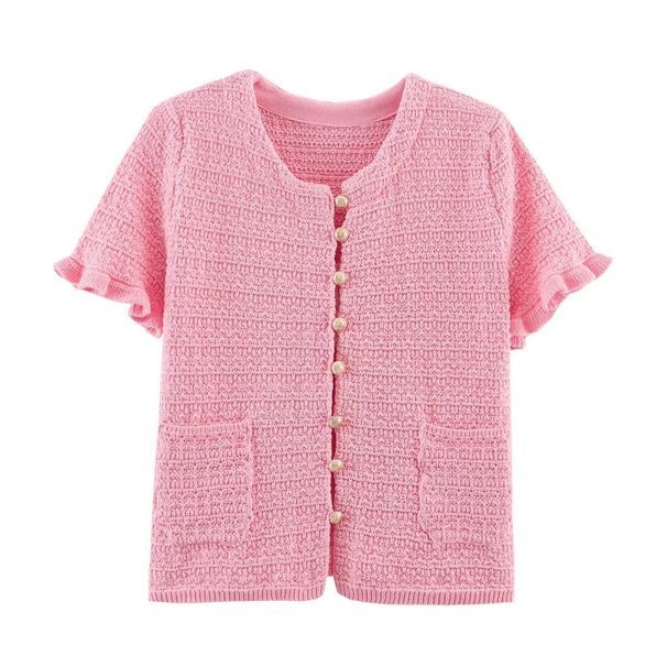 Women's Summer Knit Top & Pleated Skirt Set – Stretchy, Trendy, Street Style Outfit (Pink/Beige, S/M/L)_ecoleips.com