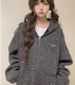 Korean-Style Embroidered Striped Hoodie – Oversized Slim-Fit Zip-Up Sweatshirt For Women (S/M/L/XL, Beige/Black)_ecoleips.com