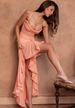 Wine Red Sleeveless Camisole Ruffled Trim Asymmetrical Style Women's Autumn Winter Dress_ecoleips.com