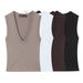 Women's Clothing Women's Sleeveless V Neck Vest T-Shirt Cotton Slim Fit Summer Top Four Colors For Formal & Casual For Women_ecoleips.com