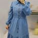 Women's Blue Patchwork Cotton Maxi Dress Elegant Denim Fashion Dubai Turkish Clothing Muslim Fashion_ecoleips.com
