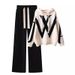 Women’s Clothing Autumn salt light luxury suit for women new style meat covering college style hooded knitted sweater wide leg pants two piece suit_ecoleips.com