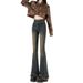 Retro High-waisted Flared Jeans Women, 2026 New Style, Petite Stretch Slimming Fringed Bell-bottom Pants For Spring And_ecoleips.com