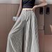 High-Waisted Japanese Style Striped Suit Pants Women's Loose Fit Straight Leg Slimming Wide Leg Design_ecoleips.com
