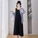 Autumn New Korean Striped Shirt Top + Fashion Long Vest Set For Pregnant Women_ecoleips.com